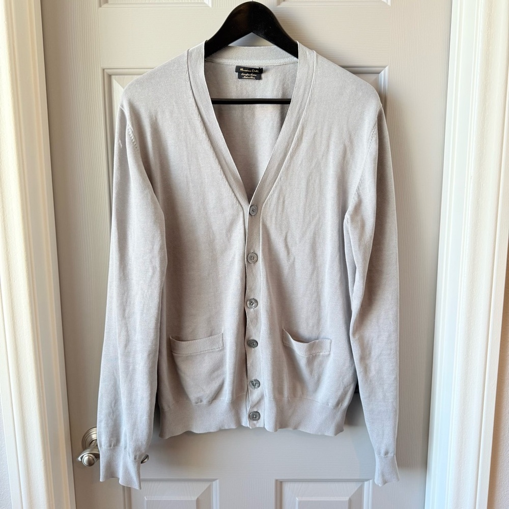 NWOT MASSIMO DUTTI Men's Extrafine Cotton Button Front Cardigan Sweater SZ M